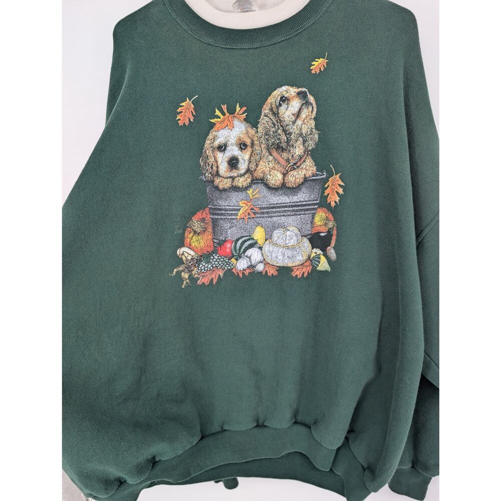 Vintage 90s Dog Gourd Pumpkin Sweatshirt Women's 3X Grandmacore Retro Fall Leaf - Picture 2 of 11